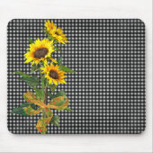 Sonnenblume Bouquet auf Black Gingham Mousepad (Vorne)