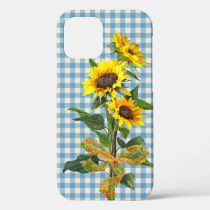 Sonnenblume Bouquet auf Blue Gingham Case-Mate iPhone Hülle