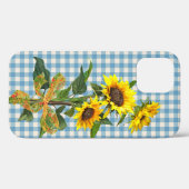 Sonnenblume Bouquet auf Blue Gingham Case-Mate iPhone Hülle (Rückseite (Horizontal))