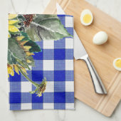 Sonnenblume Bouquet auf Blue Gingham Küchentuch (Viertel Falte)