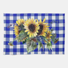 Sonnenblume Bouquet auf Blue Gingham Küchentuch