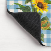 Sonnenblume Bouquet auf Blue Gingham Mouse Pad Mousepad (Ecke)