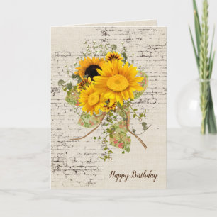 Sonnenblume Bouquet auf Brick Birthday Karte