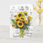 Sonnenblume Bouquet auf der Brick Wall Karte (Gelbe Blume)