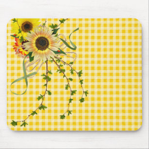 Sonnenblume Bouquet auf Gingham Mousepad