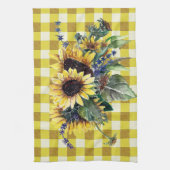 Sonnenblume Bouquet auf Yellow Gingham Handtuch (Vertikal)