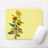 Sonnenblume Bouquet auf Yellow Gingham Mouse Pad Mousepad (Mit Mouse)