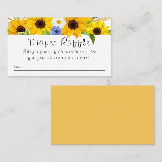 Sonnenblume Bouquet Babydusche Windelwanne Begleitkarte (Vorne/Hinten)