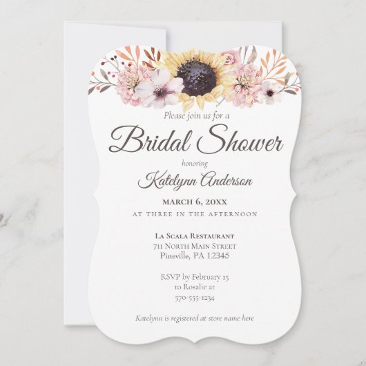 Sonnenblume Bouquet Bridal Dusche Einladungen (Vorderseite)