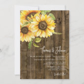 Sonnenblume Bouquet Elegant Wood Wedding Einladung (Vorderseite)