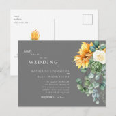 Sonnenblume Bouquet Gray Budget Einladung Hochzeit (Vorne/Hinten)