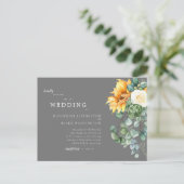 Sonnenblume Bouquet Gray Budget Einladung Hochzeit (Stehend Vorderseite)