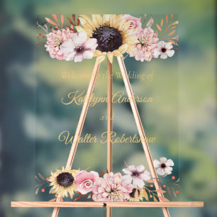 Sonnenblume Bouquet Hochzeitsempfang Acrylschild