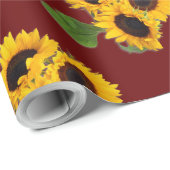 Sonnenblume Bouquet Muster Burgundy Geschenk Rolle Geschenkpapier (Rolleneckpunkt)