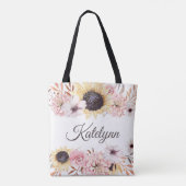 Sonnenblume Bouquet Personalisiert Tote Tasche (Rückseite)