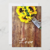 Sonnenblume Bouquet Rustikales Hochzeitspazieren Einladung (Rückseite)