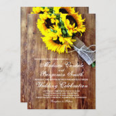 Sonnenblume Bouquet Rustikales Hochzeitspazieren Einladung (Vorne/Hinten)