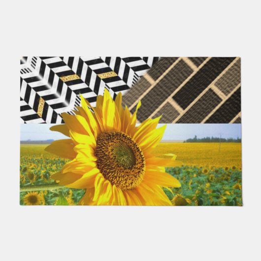 Sonnenblume Braune Brick Door Mat Fußmatte (Vorderseite)