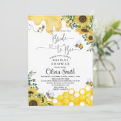 Sonnenblume Braut zu Biene Bridal Dusche Einladung (Stehend Vorderseite)