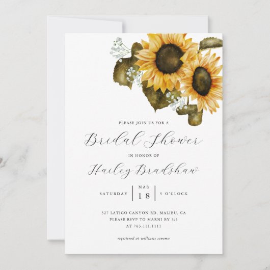 Sonnenblume Brautdusche Einladung (Vorderseite)
