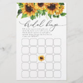 Sonnenblume Brautparty Bingo (Vorderseite)