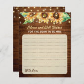 Sonnenblume Brautparty Bride Frau Advice Cards (Vorne/Hinten)