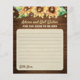 Sonnenblume Brautparty Bride Frau Advice Cards