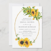 Sonnenblume Brautparty für geometrische Rahmen Einladung (Vorderseite)