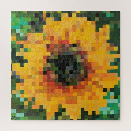 Sonnenblume Bright Floral Pixel Art Puzzle (Vertikal)