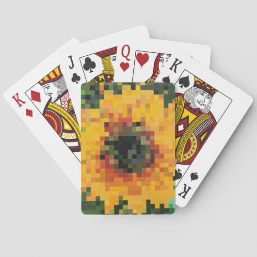 Sonnenblume Bright Floral Pixel Art Spielkarten (Rückseite)