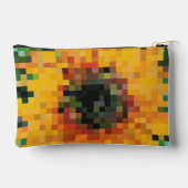Sonnenblume Bright Floral Pixel Art Zubehörtasche (Rückseite)