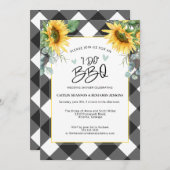Sonnenblume Buffalo Kariert I Do GRILLEN Brautpart Einladung (Vorne/Hinten)