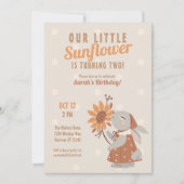 Sonnenblume Bunny Rabbit Geburtstag Einladung (Vorderseite)