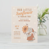 Sonnenblume Bunny Rabbit Geburtstag Einladung (Stehend Vorderseite)