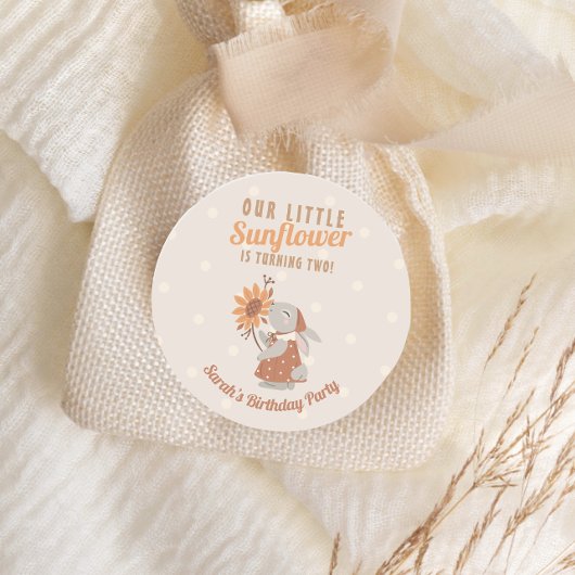 Sonnenblume Bunny Rabbit Geburtstag Runder Aufkleber