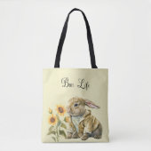 Sonnenblume Bunny Tote Tasche (Vorderseite)