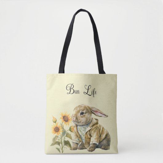 Sonnenblume Bunny Tote Tasche (Vorderseite)