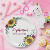Sonnenblume Burgund Blumengebirge Brautparty Pappteller (Party)