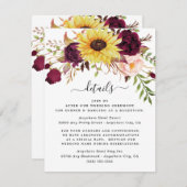 Sonnenblume Burgund Red Blush Peony Rose Hochzeit Begleitkarte (Vorne/Hinten)