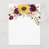Sonnenblume Burgund Red Blush Peony Rose Hochzeit Begleitkarte (Rückseite)