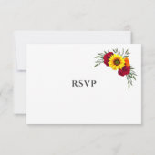 Sonnenblume Burgund Rose Wedding RSVP Karte (Rückseite)