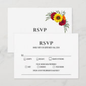 Sonnenblume Burgund Rose Wedding RSVP Karte (Vorne/Hinten)