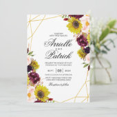 Sonnenblume Burgund Rote Blüte Rose Einladung (Stehend Vorderseite)