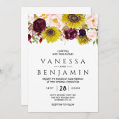Sonnenblume Burgund Rote Blüte Rose Einladung (Vorne/Hinten)