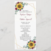 Sonnenblume Burgundy Bloral Geometric Wedding Programm (Vorderseite)