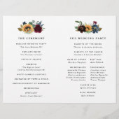 Sonnenblume Burgundy Blue Folded Wedding Programme (Rückseite)