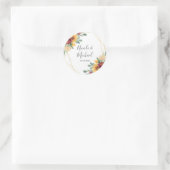 Sonnenblume Burgundy Floral Gold Geometric Wedding Runder Aufkleber (Tasche)