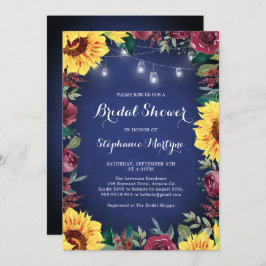 Sonnenblume Burgundy Jar Lights Navy Brautparty Einladung