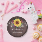 Sonnenblume Burgundy Jars Wood Brautparty Pappteller (Party)