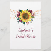 Sonnenblume Burgundy Lights Brautparty Game (Rückseite)